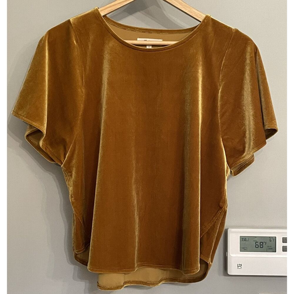 Madewell Top‎ Velvet Butterfly Relaxed Fit Velour Gold Womens Size Small